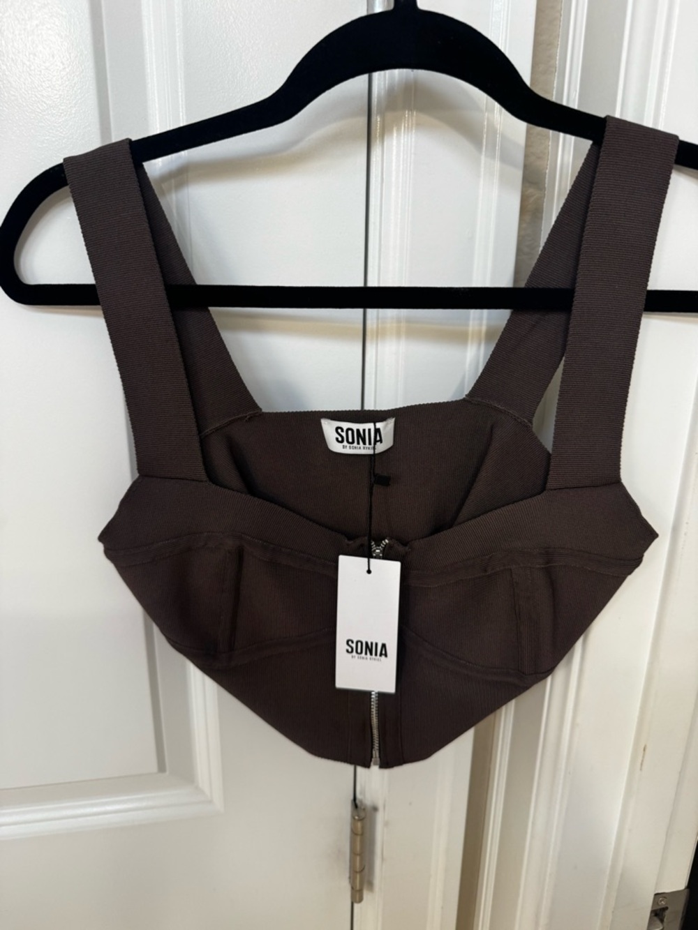 Sonia Rykiel Dark Brown Cropped Structured Bustier Top